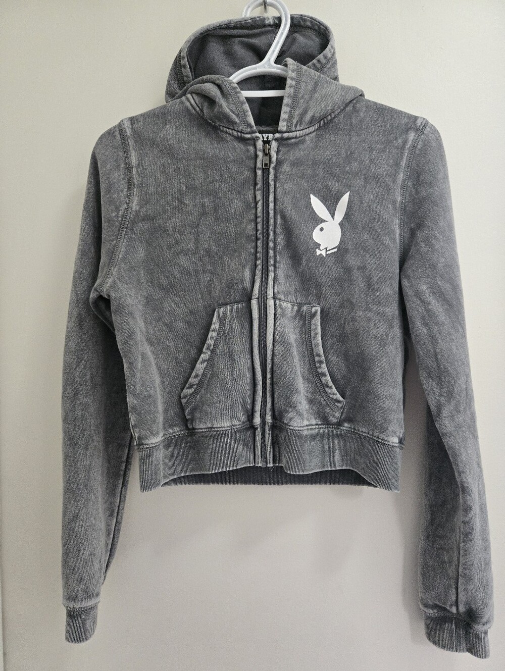 Ladies Playboy Cropped Zip-Up Hoodie